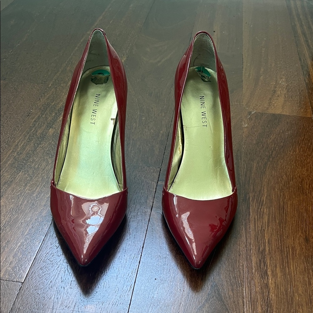 Nine West Women's Burgundy Patent Pointed-Toe Pumps